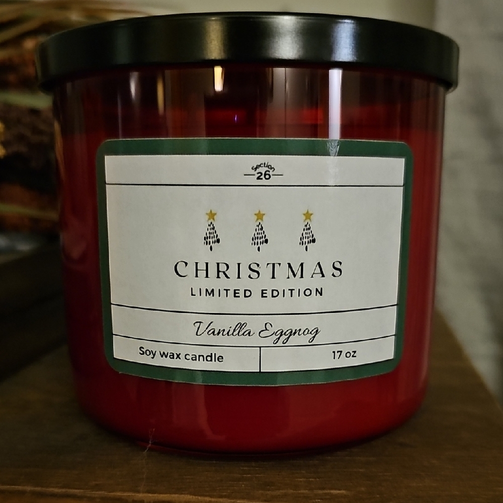 Christmas Limited Edition Vanilla Eggnog Candle - 17 oz - 3 Wick